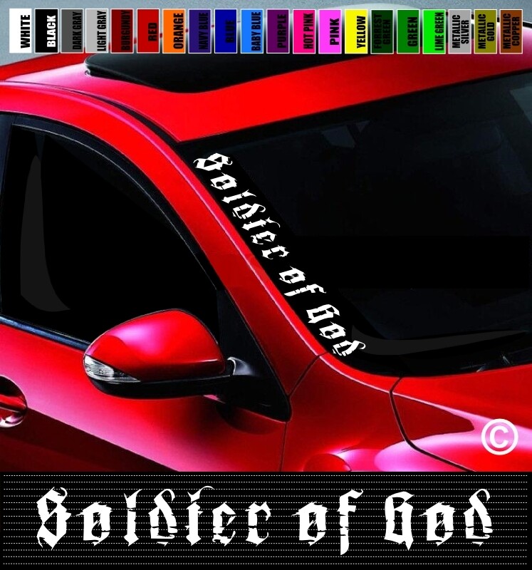 20″ Soldier Of God Christian Car Decal Sticker Side Windshield Banner Unashamed