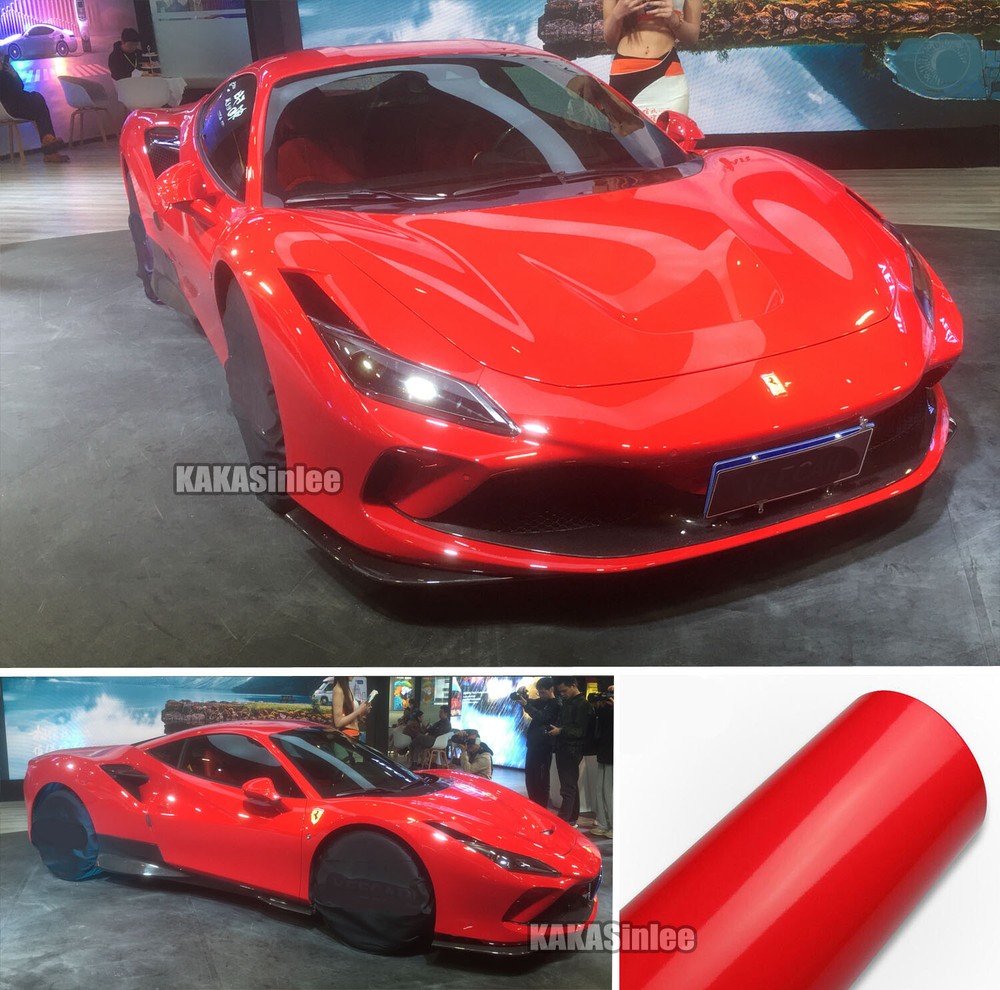 Red Gloss Bright Metallic Paint Entire Car Vinyl Wrap SUV Roof Sticker Decal US