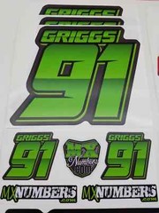 3 Motorcycle Number Name Plate Race Color Decals Sticker MX ATV SX BMX Bike Kart