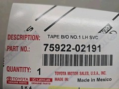 2014-2019 Toyota Corolla Left Front Door Sash Blackout Tape 75922-02191