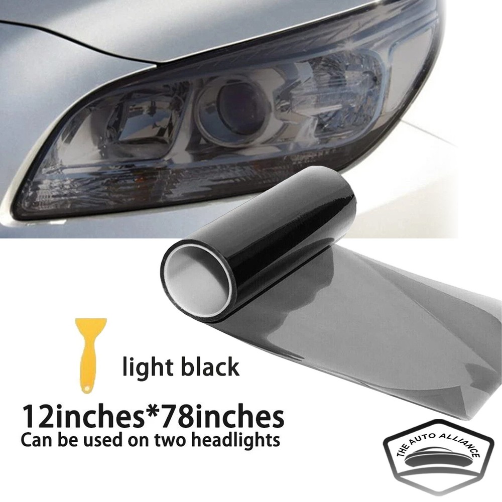 Gloss Light Black Smoke Headlight Taillight Fog Light Vinyl Tint Film 12″X78″