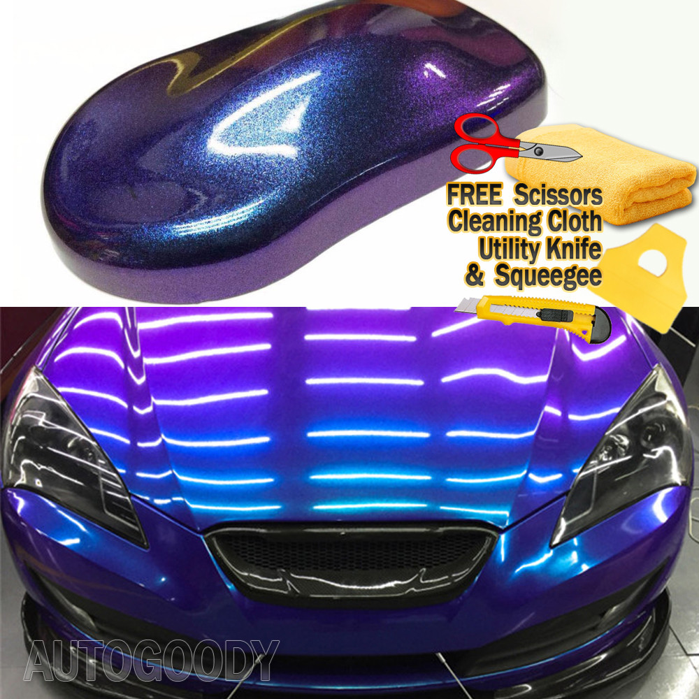 48″ x 60″ Gloss Metallic Chameleon Purple Blue Vinyl Film Wrap Air Bubble Free