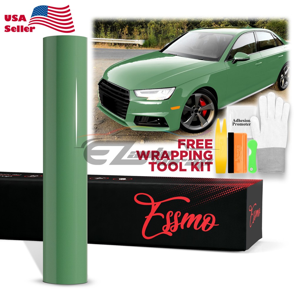 ESSMO PET Super Gloss Auratium Green Vehicle Vinyl Wrap Decal Sheet Like Paint