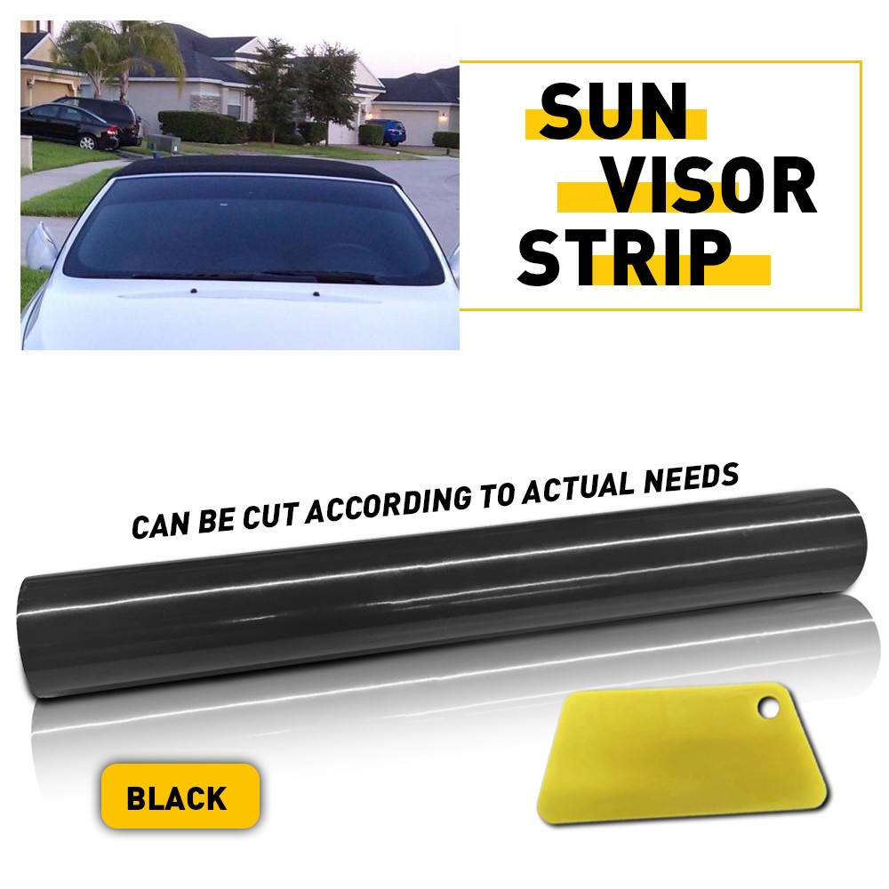 10″ x 60″ Window Tint Strip Banner Sun Visor Strip Blank Decal Gloss Black Car