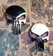 2 X – 💀Shiny Metal Punisher Skull Emblem Badge Car Laptop Door Bike