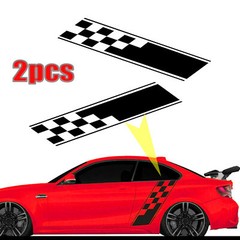 Car Body Side Plaid Graphic Racing Sports Long Stripes Self-Adhesive Trim Decals