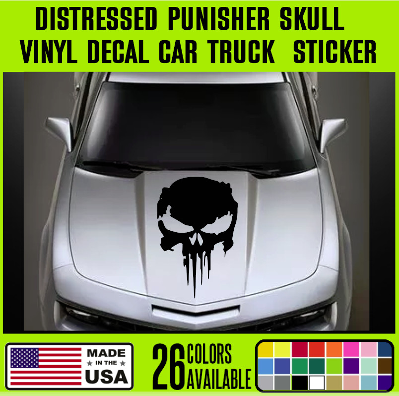 12″ to 30″ Large Distressed Punisher Skull Decal Sticker Vinyl Car Truck – SK7