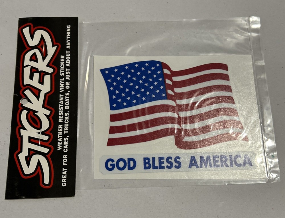 God Bless America Flag Red White And Blue Vinyl Sticker USA 5”x4”