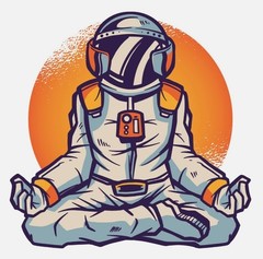 Astronaut Meditate Sticker (5 Inch) Waterproof Adhesive Peel & Stick Car Bumper