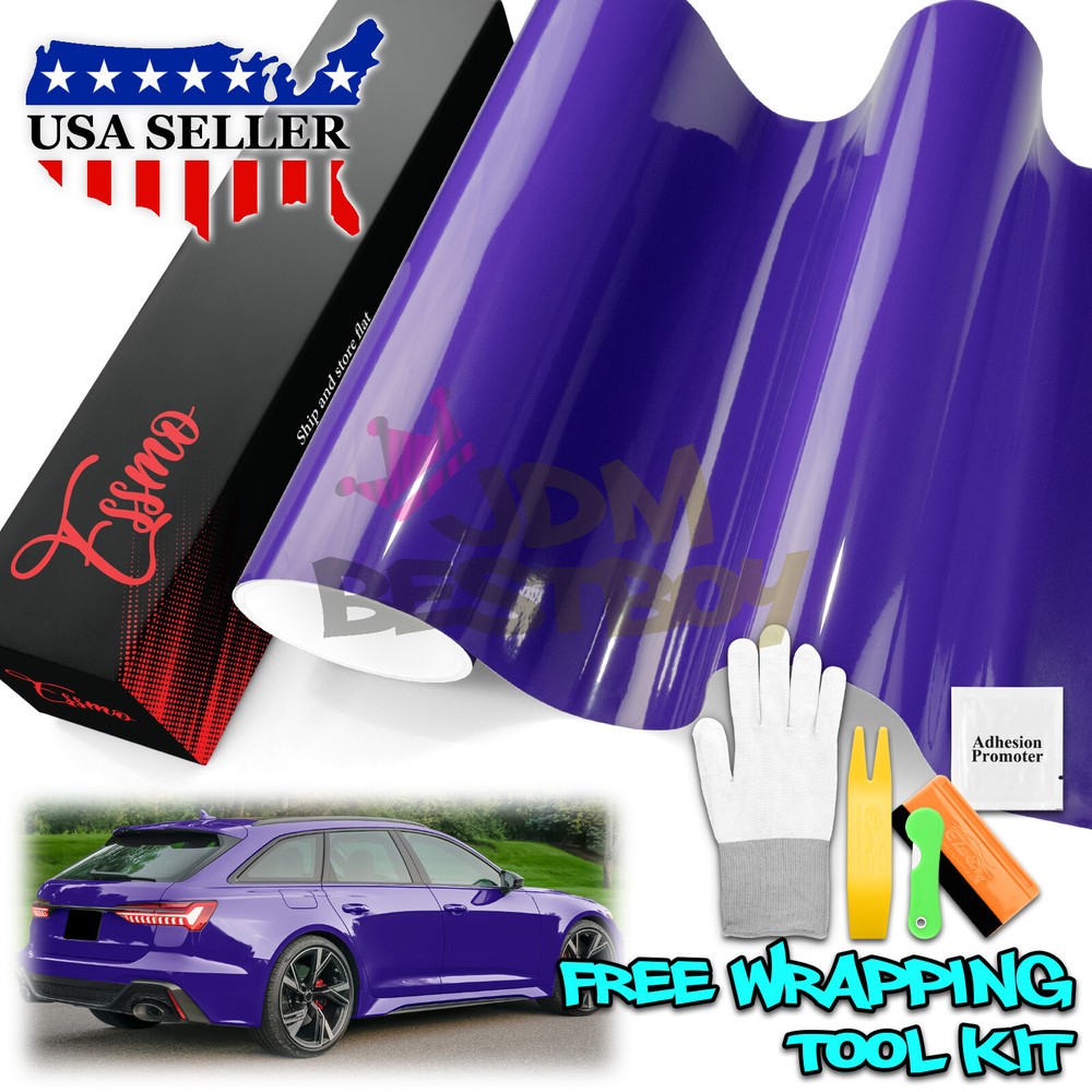 ESSMO PET Super Gloss Purple Car Vehicle Vinyl Wrap Decal Glossy Like Paint