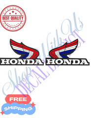 Wing Decal fits Honda Logo gas Tank fuel Sticker Decal water resistant Red blue