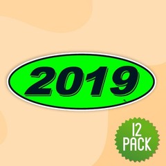 Chartreuse Green Black 2019 Oval Model Stickers for Windshield 12 Pack
