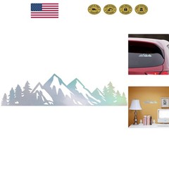 Waterproof Hologram Mountain Tree Decals – Peel and Stick Set of 2 for DIY Craft