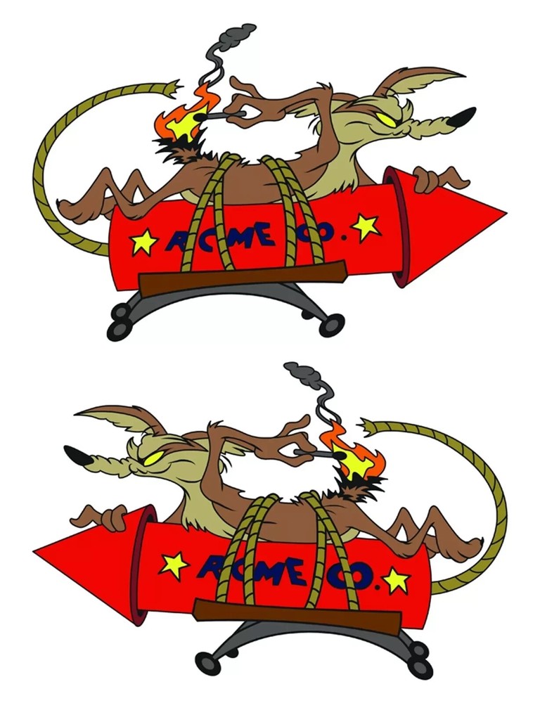 6.5 inch wide WILE E. COYOTE Left & Right 2-PACK RAT ROD HOT ROD RACING DECAL