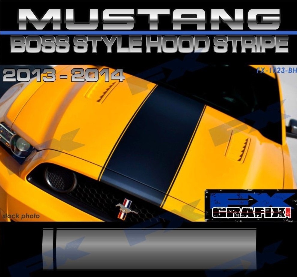 2013 Ford Mustang BOSS Style Hood Center Stripe Kit Dealer Quality Stripes