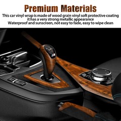 Car Interior Wood Grain Textured Glossy Wrap Sticker Decal Sheet Vinyl Film DIY
