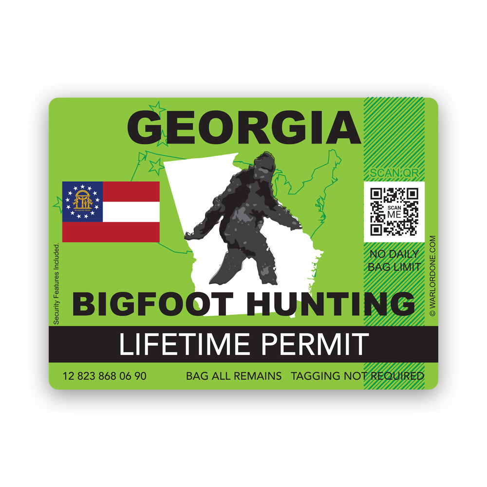 Georgia Bigfoot Hunting Permit Sticker Decal – Weatherproof – sasquatch