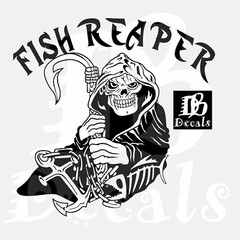 Fish Fishing Grim Reaper Skull Car Boat Anchor Truck Window Vinyl Decal Sticker