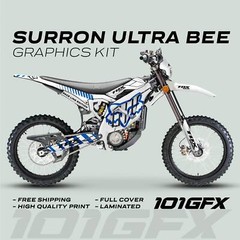 Surron Ultra Bee Graphics Kit FOX RACE LINE White Blue Decals Stickers