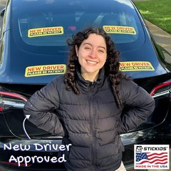 Stickios New Driver Stickers (Non-Magnetic) for Cars & Windows – Yellow