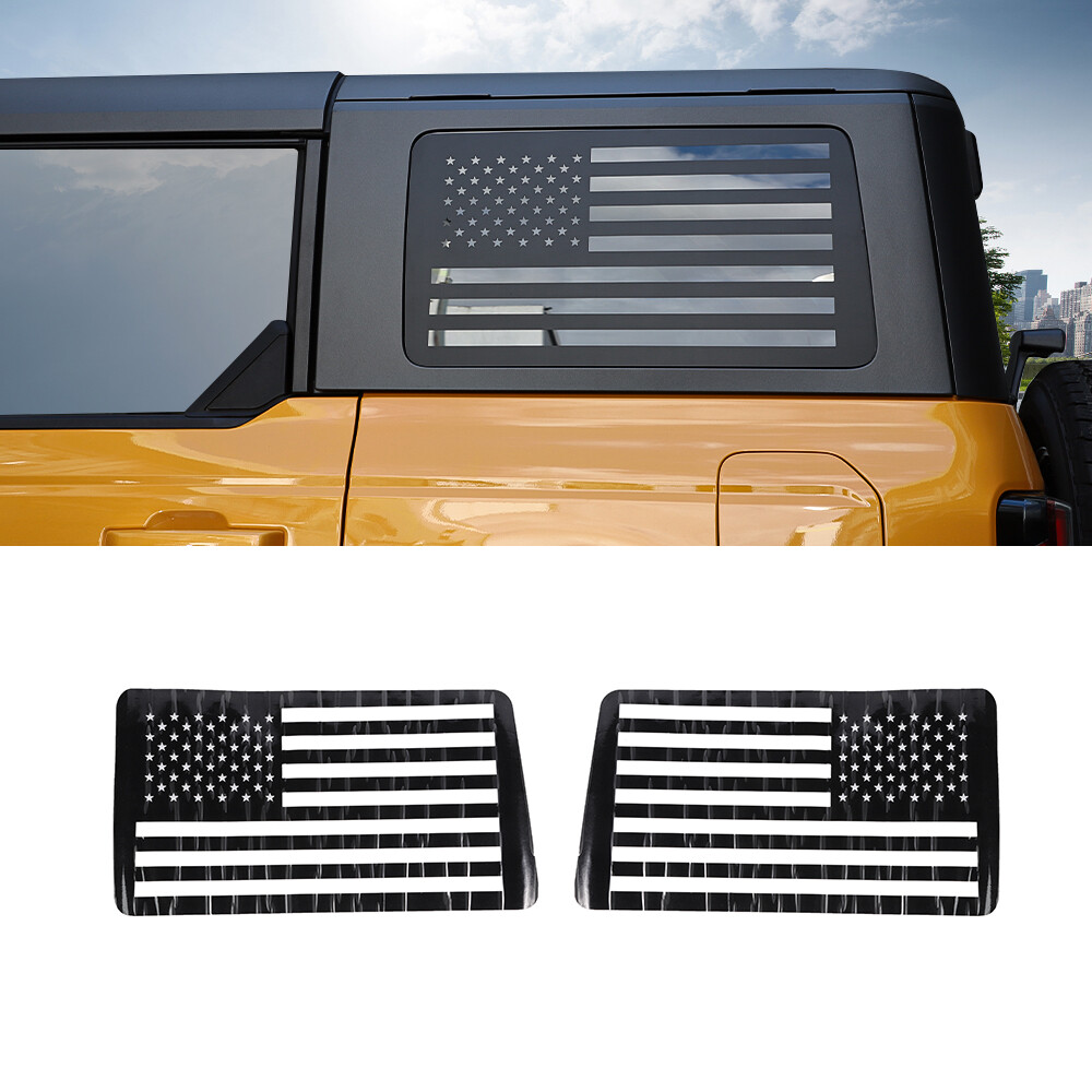 Black Rear Window Sticker Trim Decals For Ford Bronco 2021+ US Flag Accessories