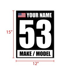 Custom Number Name Flag Model Sticker Glossy Matte Magnet For Car Racing BK x2