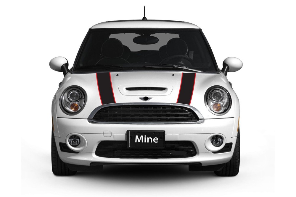 Black and Red Hood Stripes for Mini Cooper 2002-2006 – Exact Fit – No trimming