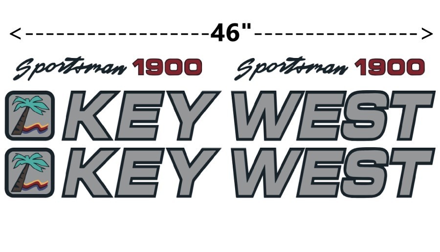 KEY WEST 1900 Sportsman BOAT DECALS 3M GRAPHICS KIT STICKER SET Silver Black