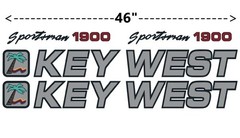 KEY WEST 1900 Sportsman BOAT DECALS 3M GRAPHICS KIT STICKER SET Silver Black