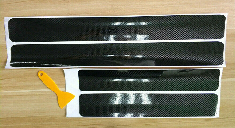 4pcs Carbon Fiber Car Door Plate Sill Scuff Cover Anti Scratch Sticker Protector
