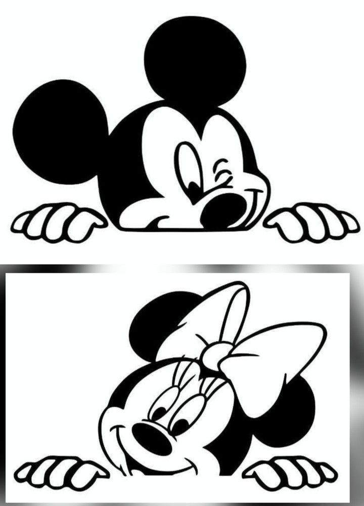 Mickey and Mini Peeking Over Vinyl Sticker For Any Surface 1/20