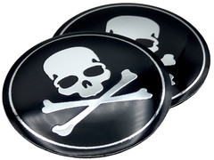 2x Metal Dome Shape Skull And Crossbones Decal Sticker Emblem Car Auto Truck 2.2