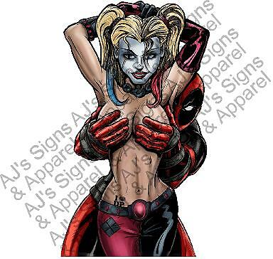 AJ’s Signs & Apparel Deadpool and Harley Style 2 (5″ x 3.12″)