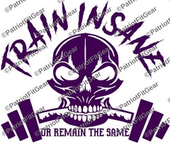 Train Insane,Skull,Beast Mode,Motivation,Fitness,Goals,Lift,Sticker,Vinyl Decal