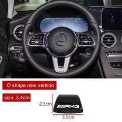 For AMG GLC C43 C350E Steering Wheel Emblem 3D Badge Squared Base Chrome Black