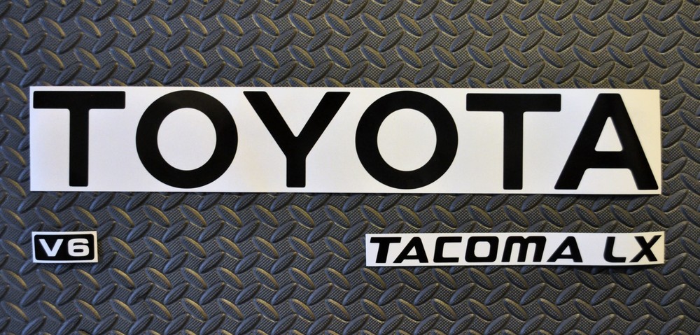 REFLECTIVE TOYOTA TACOMA BLACK TRUCK TAILGATE LOGOS DECAL 95-99 V6 pickup
