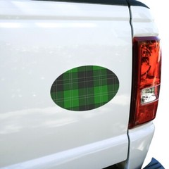 Plaid Green Gray Grey Pattern Car Euro Oval Magnet
