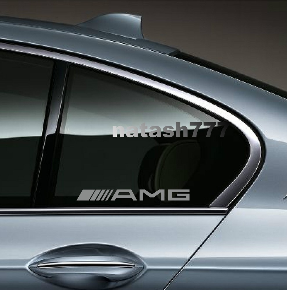 AMG Mercedes Benz E55 CLS63 E63 Racinig Decal sticker emblem logo SILVER Pair