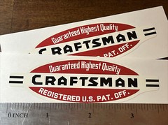 Craftsman Tools 109 lathe vintage style 3-5/8”Heritage decal 49’ Black 2 for 1