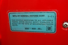 68-76 gm Door Jamb tag w/ Clear Coat Cover Original Repro ID Number Decal new