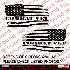 Distressed Combat Vet Veteran USA Flag Vinyl Decal Car Truck Fits Army US022