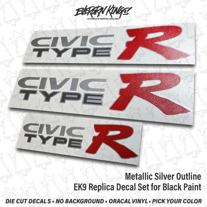 Civic Type R Silver Base Decal Badge Sticker Set for BLACK EK9 JDM EK CTR Hatch