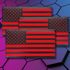 Embossed 3D Metal All Black and Red American Flag Emblem Decal Stickers Set of 3