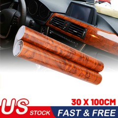 Glossy Car Interior Wood Grain Textured Vinyl Wrap Sticker Decal Sheet Film DIY