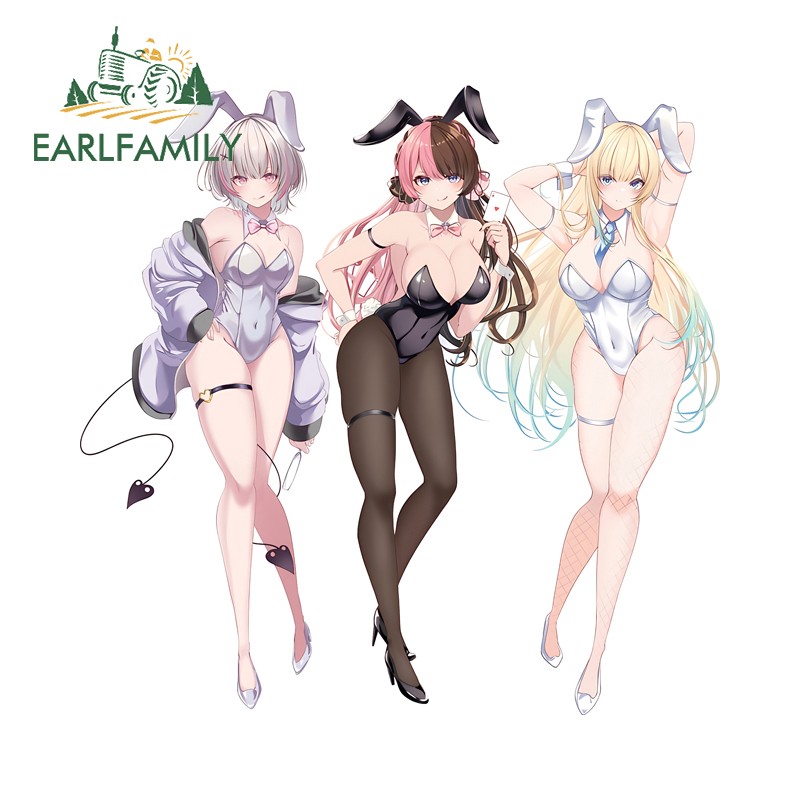 EARLFAMILY 5.1″ Sexy Anime Bunny Girls Car Stickers Creative ATV Scooter Decals