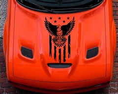 EAGLE American Flag Hood Door Vinyl Decal Racing Stripes (Fits CHALLENGER)