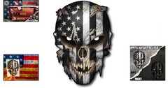 Hand-Drawn American Flag Skull Vinyl Sticker – Reflective Eyes & Durable Design