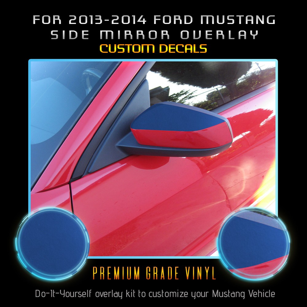 For 2013-2014 Mustang Side Mirror Graphic Decal Overlay – Satin Metallic Vinyl
