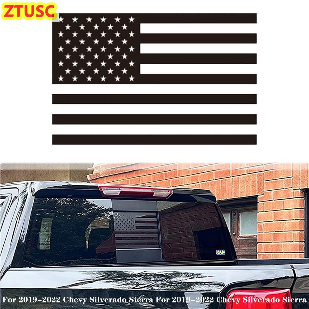 1x Back Middle Window American Flag Sticker For 2019-2022 Chevy Silverado Sierra