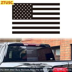 1x Back Middle Window American Flag Sticker For 2019-2022 Chevy Silverado Sierra